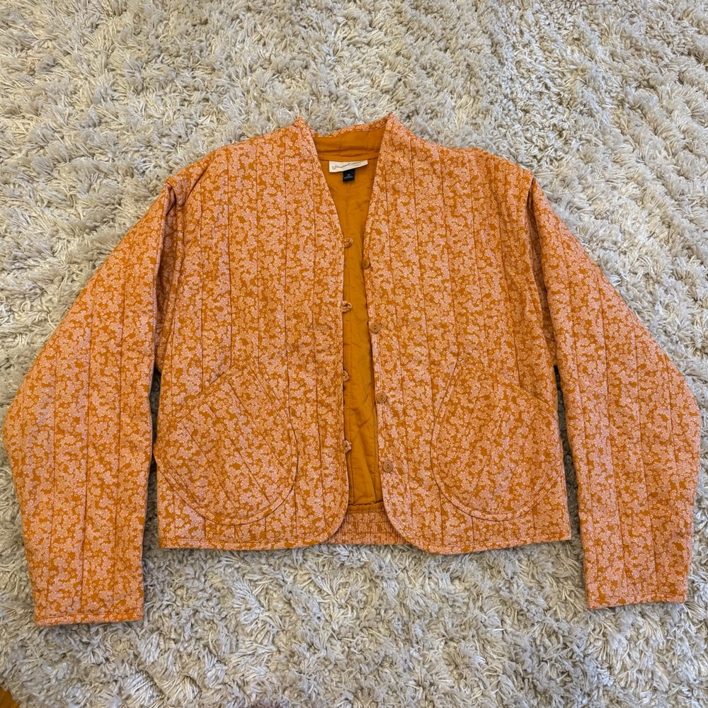 Universal Thread Orange Floral Utility Jacket - image 1